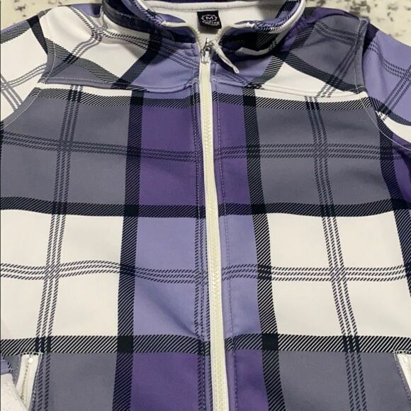 Empyre light jacket zip up sweatshirt plaid purple size M - Picture 2 of 16